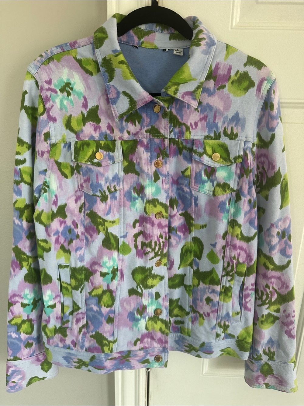 Isaac Mizrahi Lavender Floral Denim Jacket